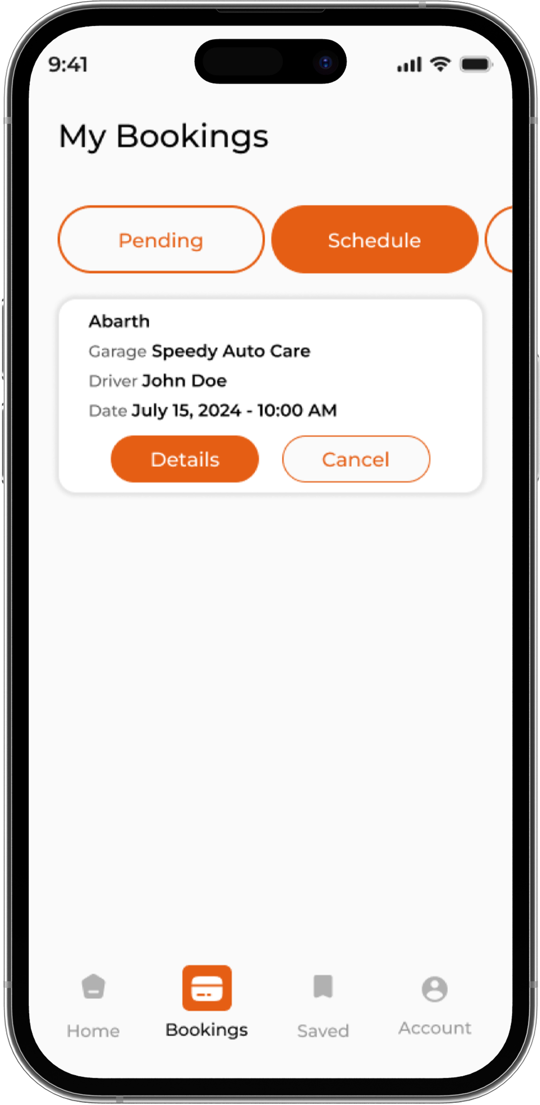 Grease Monkey app — View Bookings